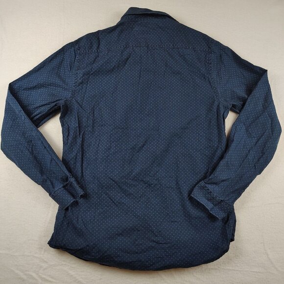 Zara Man Basic slim Fit Dot Print Blue Button Up Shirt Size Small - Picture 2 of 7